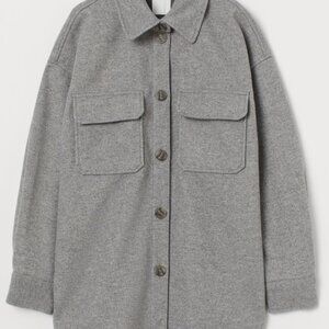 NWT H&M Jersey Shirt Jacket in Grey Melange Shacket